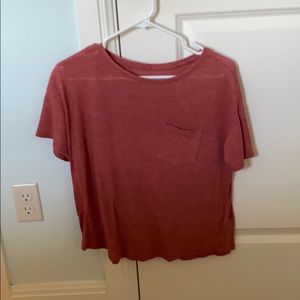 reddish flowy tee